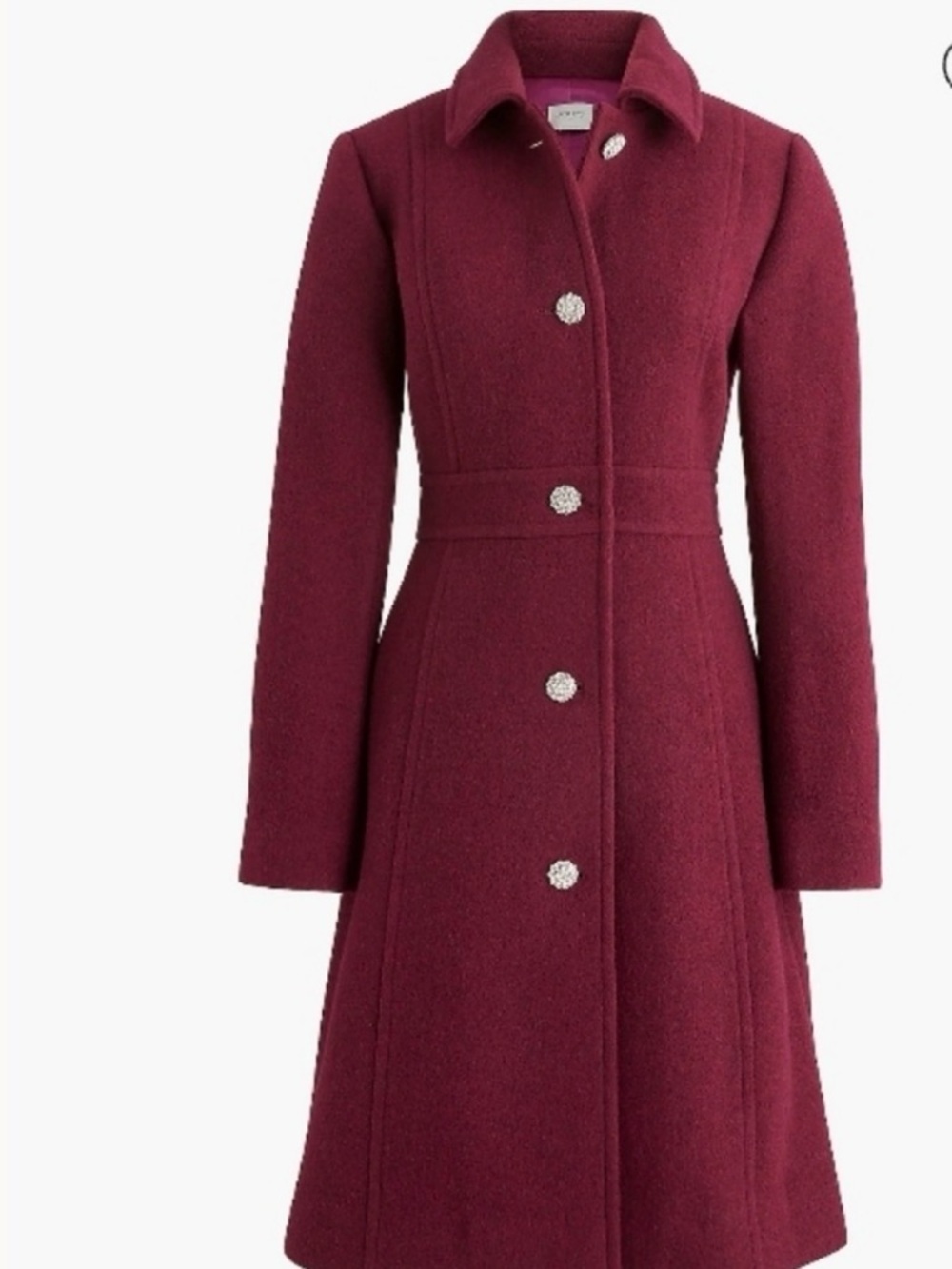 J crew lady day coat with jeweled button